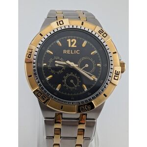 Relic Multifunction‎ Watch Men 42mm Case Two Tone 7.25" Band ZR15687 New Battery